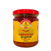 A jar of Jar of Tutto Calabria Condimento per Spaghetti – authentic Calabrian pasta sauce made with sweet peppers, chillies, dried tomatoes and extra virgin olive oil.
